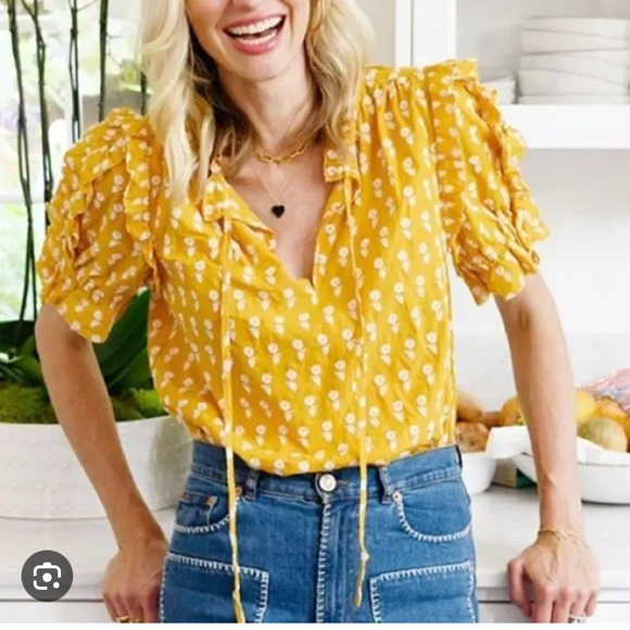 Ruffle-sleeve cotton voile top in Fuchsia Violet - Picture 2 of 8